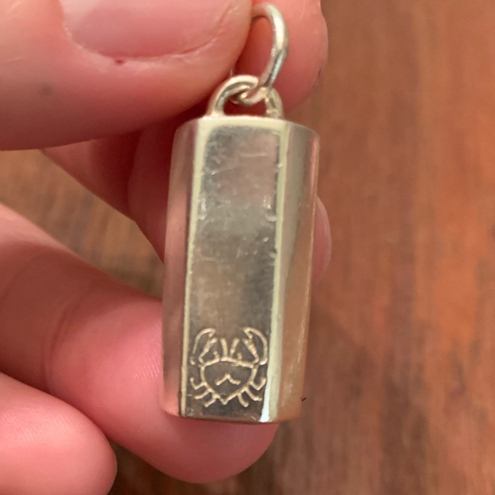 99% pure silver cancer zodiac bar pendant